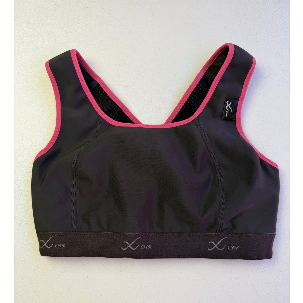 CW-X Xtra Support Sports Bra 34B/C Black Pink High Impact Running Gym Activewear